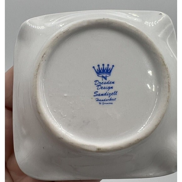 DRESDEN BIRD ASHTRAY Hand Painted With 14K Gold MINI Porcelain ASHTRAY Germany - Picture 5 of 6